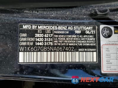 Zdjęcie 12 z 12 samochodu: 2022 MERCEDES-BENZ S 580 4MATIC VIN:W1K6G7GB5NA067402 - miniatura