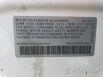 Zdjęcie 12 z 12 samochodu: 2010 VOLKSWAGEN CC LUXURY VIN:WVWHP7AN4AE548492 - miniatura