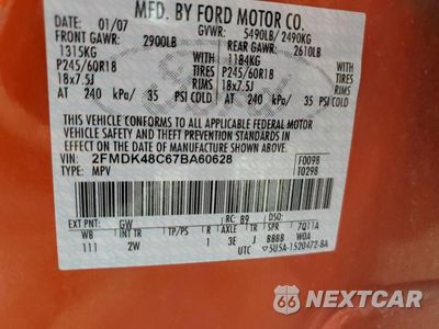 Zdjęcie 23 z 24 samochodu: 2007 FORD EDGE SEL VIN:2FMDK48C67BA60628 - miniatura