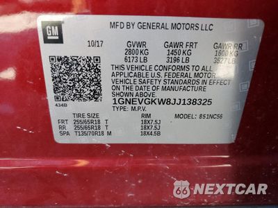 Zdjęcie 14 z 14 samochodu: 2018 CHEVROLET TRAVERSE LT VIN:1GNEVGKW8JJ138325 - miniatura