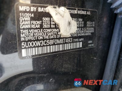 Zdjęcie 14 z 14 samochodu: 2015 BMW X4 XDRIVE28I VIN:5UXXW3C58F0M87493 - miniatura