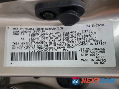 Zdjęcie 13 z 13 samochodu: 2004 LEXUS GX 470 VIN:JTJBT20XX40061819 - miniatura