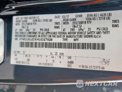 Zdjęcie 14 z 15 samochodu: 2017 FORD ESCAPE TITANIUM VIN:1FMCU0JDXHUD27928 - miniatura