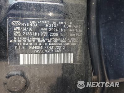 Zdjęcie 12 z 13 samochodu: 2017 HYUNDAI ELANTRA SE VIN:KMHD84LFXHU170013 - miniatura