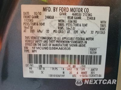Zdjęcie 13 z 13 samochodu: 2011 FORD ESCAPE LIMITED VIN:1FMCU9EG3BKA83535 - miniatura