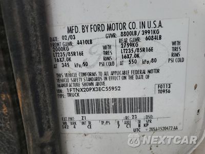 Zdjęcie 13 z 13 samochodu: 2003 FORD F250 SUPER DUTY VIN:1FTNX20PX3EC55952 - miniatura