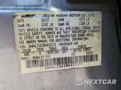 Zdjęcie 12 z 14 samochodu: 2008 NISSAN ALTIMA 2.5 VIN:1N4AL21E18N415513 - miniatura