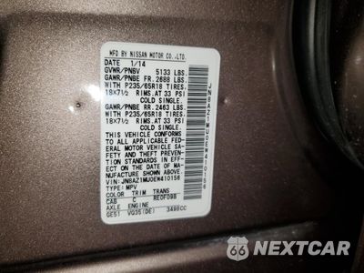 Zdjęcie 13 z 13 samochodu: 2014 NISSAN MURANO S VIN:JN8AZ1MU0EW410156 - miniatura