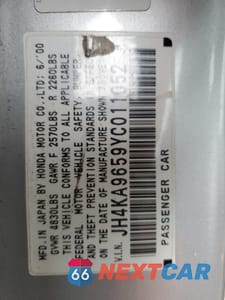 Zdjęcie 12 z 12 samochodu: 2000 ACURA 3.5RL VIN:JH4KA9659YC011052 - miniatura