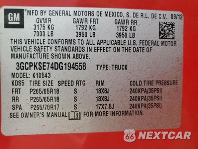 Zdjęcie 12 z 14 samochodu: 2013 CHEVROLET SILVERADO K1500 LT VIN:3GCPKSE74DG194558 - miniatura