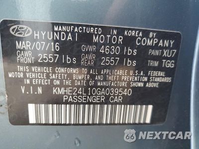 Zdjęcie 13 z 13 samochodu: 2016 HYUNDAI SONATA HYBRID VIN:KMHE24L10GA039540 - miniatura