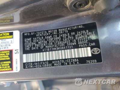 Zdjęcie 12 z 14 samochodu: 2019 TOYOTA CAMRY L VIN:4T1B11HK9KU841131 - miniatura