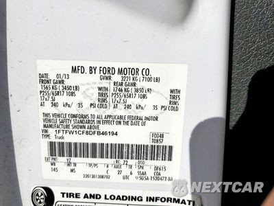 Zdjęcie 12 z 13 samochodu: 2013 FORD F150 SUPERCREW VIN:1FTFW1CF8DFB46194 - miniatura