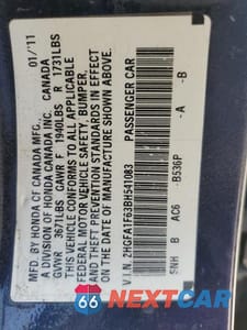 Zdjęcie 12 z 12 samochodu: 2011 HONDA CIVIC LX-S VIN:2HGFA1F63BH541083 - miniatura