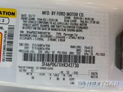 Zdjęcie 12 z 15 samochodu: 2017 FORD FUSION S VIN:3FA6P0G7XHR342730 - miniatura