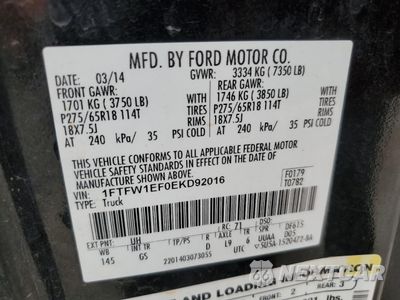 Zdjęcie 12 z 12 samochodu: 2014 FORD F150 SUPERCREW VIN:1FTFW1EF0EKD92016 - miniatura