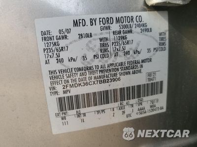 Zdjęcie 12 z 12 samochodu: 2007 FORD EDGE SE VIN:2FMDK36CX7BB23906 - miniatura
