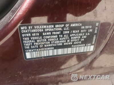 Zdjęcie 12 z 12 samochodu: 2014 VOLKSWAGEN PASSAT S VIN:1VWAT7A34EC028500 - miniatura