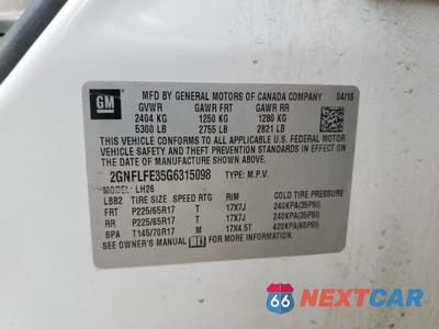 Zdjęcie 13 z 13 samochodu: 2016 CHEVROLET EQUINOX LT VIN:2GNFLFE35G6315098 - miniatura