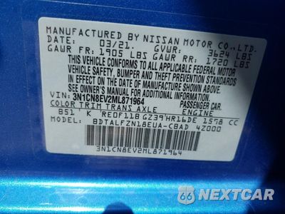 Zdjęcie 12 z 12 samochodu: 2021 NISSAN VERSA SV VIN:3N1CN8EV2ML871964 - miniatura