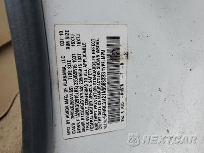 Zdjęcie 13 z 13 samochodu: 2010 HONDA ODYSSEY LX VIN:5FNRL3H21AB068333 - miniatura