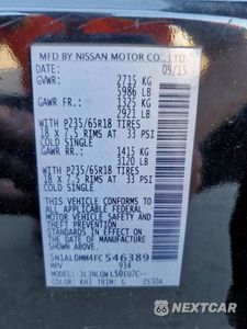 Zdjęcie 14 z 16 samochodu: 2015 INFINITI QX60 VIN:5N1AL0MM4FC546389 - miniatura