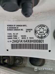 Zdjęcie 12 z 14 samochodu: 2008 HONDA CIVIC DX-G VIN:2HGFA164X8H000801 - miniatura