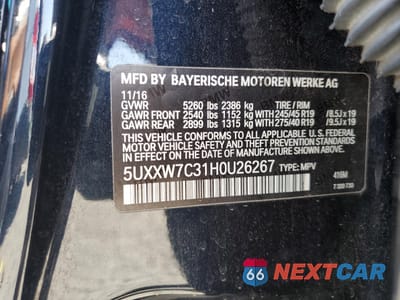 Zdjęcie 13 z 13 samochodu: 2017 BMW X4 XDRIVEM40I VIN:5UXXW7C31H0U26267 - miniatura