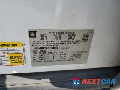 Zdjęcie 12 z 12 samochodu: 2016 CHEVROLET TRAVERSE LS LS VIN:1GNKRFKD6GJ307279 - miniatura