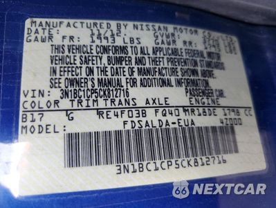 Zdjęcie 12 z 14 samochodu: 2012 NISSAN VERSA S VIN:3N1BC1CP5CK812716 - miniatura