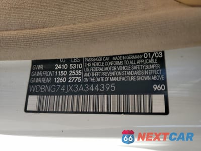 Zdjęcie 12 z 14 samochodu: 2003 MERCEDES-BENZ S 55 AMG VIN:WDBNG74JX3A344395 - miniatura