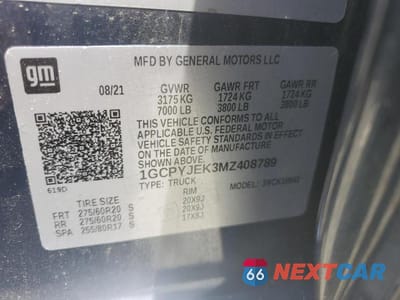 Zdjęcie 12 z 12 samochodu: 2021 CHEVROLET SILVERADO K1500 LT VIN:1GCPYJEK3MZ408789 - miniatura