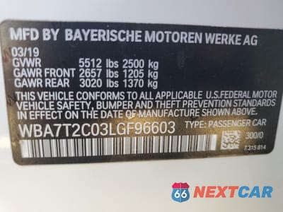 Zdjęcie 12 z 12 samochodu: 2020 BMW 740 I VIN:WBA7T2C03LGF96603 - miniatura