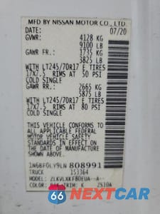 Zdjęcie 13 z 13 samochodu: 2020 NISS NV 2500 HD SV VIN:1N6BF0LY9LN808991 - miniatura