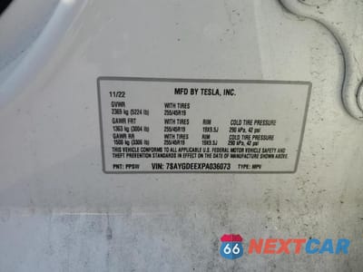 Zdjęcie 12 z 12 samochodu: 2023 TESLA MODEL Y VIN:7SAYGDEEXPA036073 - miniatura