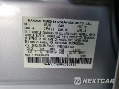 Zdjęcie 12 z 14 samochodu: 2008 NISSAN ALTIMA HYBRID VIN:1N4CL21E98C290619 - miniatura