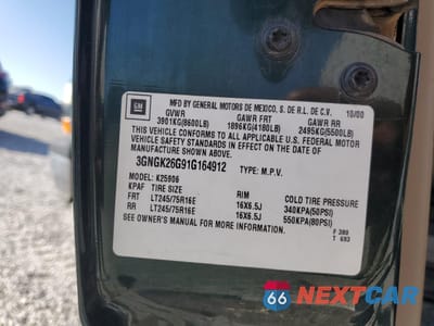 Zdjęcie 13 z 15 samochodu: 2001 CHEVROLET SUBURBAN K2500 VIN:3GNGK26G91G1Y4912 - miniatura