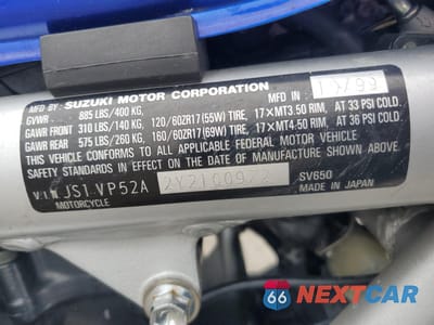 Zdjęcie 9 z 10 samochodu: 2000 SUZUKI SV650 VIN:JS1VP52A2Y2100972 - miniatura
