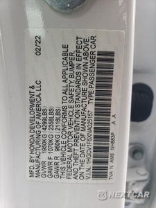 Zdjęcie 12 z 13 samochodu: 2022 HONDA ACCORD EXL VIN:1HGCV1F5XNA025157 - miniatura