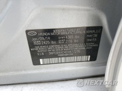 Zdjęcie 12 z 12 samochodu: 2014 HYUNDAI SONATA GLS VIN:5NPEB4AC4EH877276 - miniatura