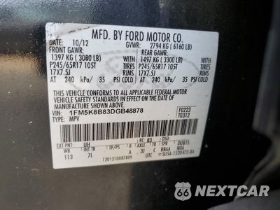 Zdjęcie 13 z 13 samochodu: 2013 FORD EXPLORER VIN:1FM5K8B83DGB48878 - miniatura