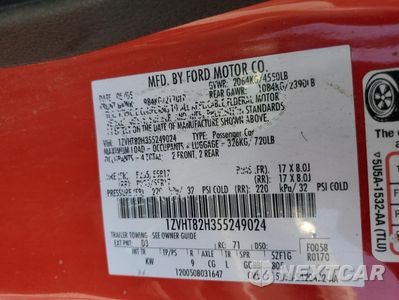 Zdjęcie 12 z 12 samochodu: 2005 FORD MUSTANG GT VIN:1ZVHT82H355249024 - miniatura