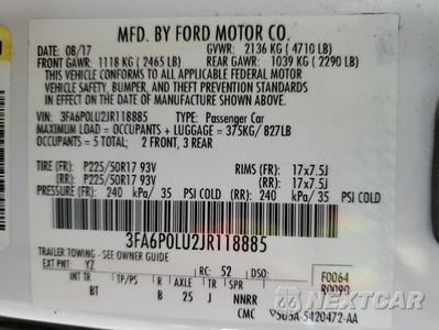 Zdjęcie 12 z 13 samochodu: 2018 FORD FUSION SE HYBRID VIN:3FA6P0LU2JR118885 - miniatura