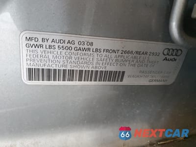 Zdjęcie 12 z 12 samochodu: 2008 AUDI A6 AVANT QUATTRO VIN:WAUKH74F78N119958 - miniatura