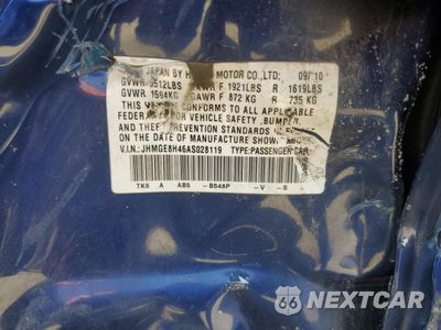 Zdjęcie 12 z 13 samochodu: 2010 HONDA FIT SPORT VIN:JHMGE8H46AS028119 - miniatura