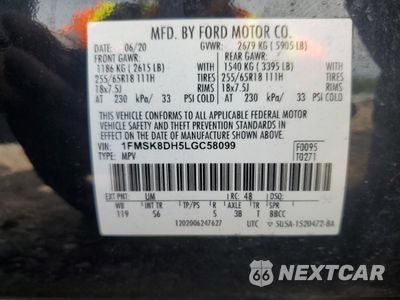 Zdjęcie 14 z 15 samochodu: 2020 FORD EXPLORER XLT VIN:1FMSK8DH5LGC58099 - miniatura