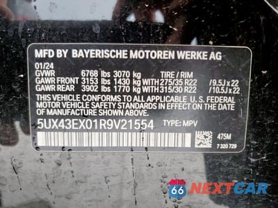 Zdjęcie 13 z 13 samochodu: 2024 BMW X6 M60I VIN:5UX43EX01R9V21554 - miniatura