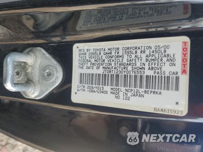 Zdjęcie 12 z 12 samochodu: 2000 TOYOTA ECHO VIN:JTDBT1230Y0076553 - miniatura