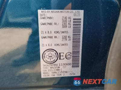Zdjęcie 13 z 14 samochodu: 2025 NISSAN MURANO PLATINUM VIN:5N1AZ3DT8SC119900 - miniatura