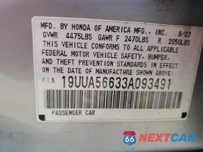 Zdjęcie 12 z 12 samochodu: 2003 ACURA 3.2TL VIN:19UUA56633A093491 - miniatura